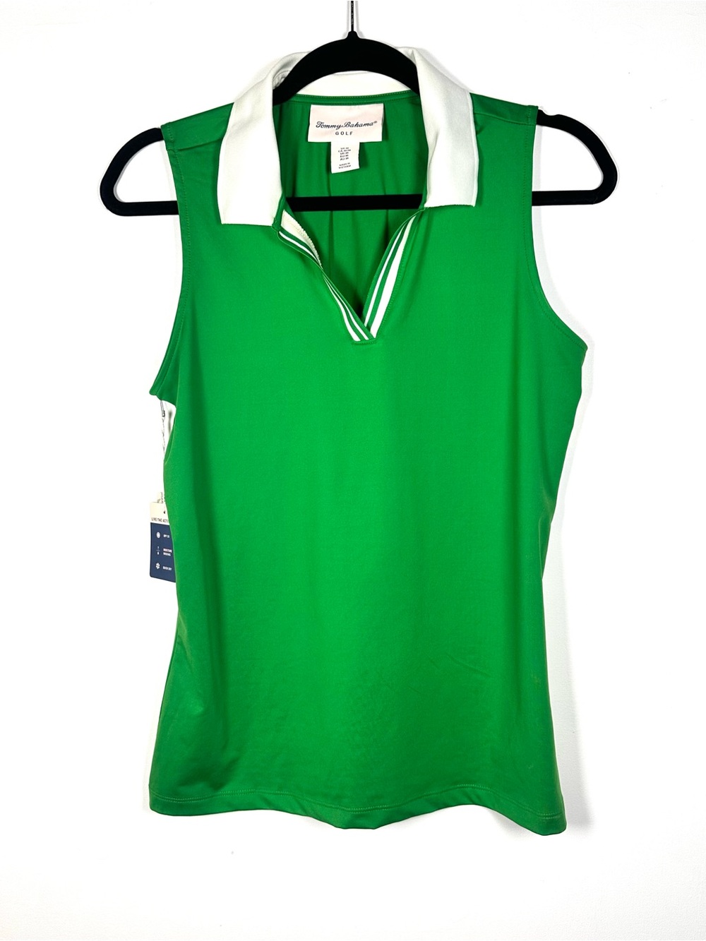 Tommy Bahama Green Sleeveless Polo with White Collar